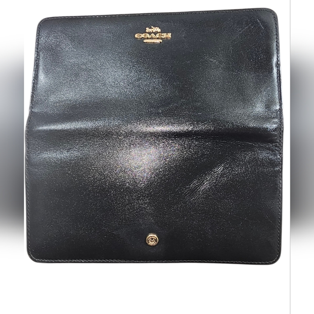 COACH Smooth Black Leather Skinny Wallet - Picture 7 of 12